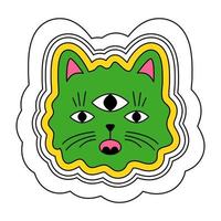 A cat with hippie glasses. A kitten in retro style. Sticker for children, animal logo, icon vector