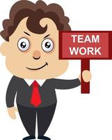 Man with team work sign, illustration, vector on white background.