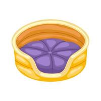 Yellow-purple dog bed. A bed for a cat. Taking care of a pet. Sleep and rest of the pet vector