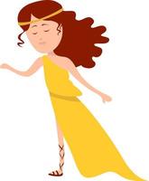 Aphrodite in yellow, illustration, vector on white background