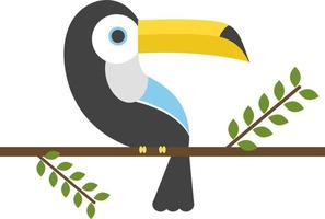pájaro tucán, ilustración, vector sobre fondo blanco.