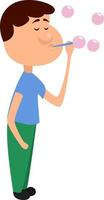 Boy blowing bubbles,illustration,vector on white background vector