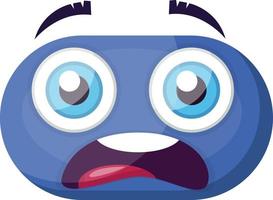 Scared blue emoji face vector illustration on a white background