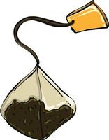 Black tea bag, illustration, vector on white background.