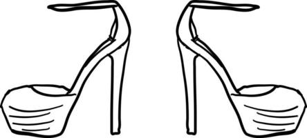 Heels sketch, illustration, vector on white background.