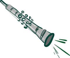 A green clarinet, vector or color illustration.