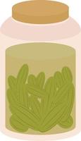 Pickles in jar, illustration, vector on white background.