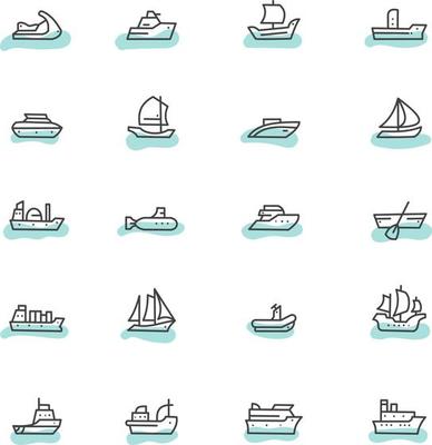 Boats at sea, illustration, vector, on a white background.