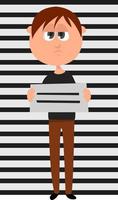 Criminal boy, illustration, vector on white background