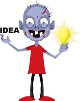 Zombie with idea, illustration, vector on white background.