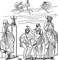 Sacrifice of Iphigenia vintage illustration. vector