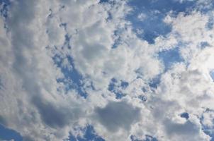 Beautiful blue sky background template with some space for input text message below isolated on blue photo