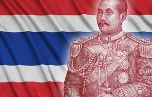 Portrait of Chulalongkorn also known as King Rama V was the fifth monarch of Siam under the House of Chakri. Figure on Thailand flag photo