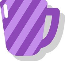 Purple mug with stripes, illustration, vector on a white background