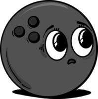 Sad bowling ball , illustration, vector on white background