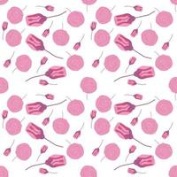 Pink flowers pattern, illustration, vector on white background