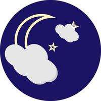 Moon with some white clouds, illustration, vector, on a white background. vector