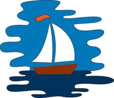 Sailboat at sea, illustration, vector on white background.