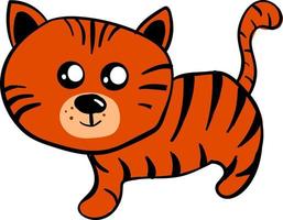 Cute little tiger, illustration, vector on white background.