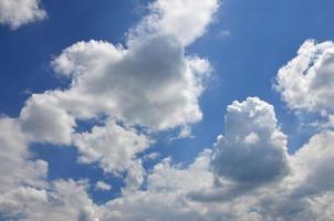 Beautiful blue sky background template with some space for input text message below isolated on blue photo
