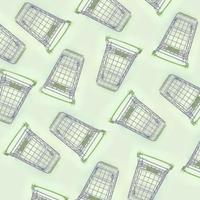 Pattern of many small shopping carts on a lime background photo