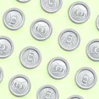 Many metallic beer cans on texture background of fashion pastel lime color paper photo
