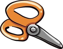 Orange scissors, illustration, vector on white background.