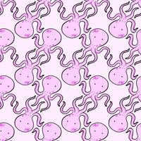 Octopus pattern, seamless pattern on pink background. vector