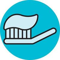cepillo de dientes con pasta de dientes, ilustración, vector, sobre un fondo blanco. vector