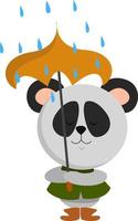 Panda with umbrella, illustration, vector on white background