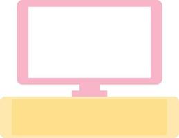 Yellow TV stand with pink TV, illustration, on a white background. vector