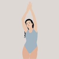 Girl in swimming dress, illustration, vector on white background.