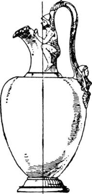 Greek Vessel was partly used for secular and partly for religious purposes, vintage engraving.