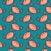 Red crabs ,seamless pattern on blue background. vector