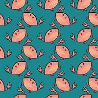 Red crabs ,seamless pattern on blue background. vector