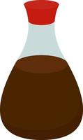 Soy sauce in bottle, illustration, vector on white background.