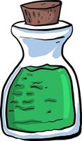 Green elixir potion, illustration, vector on white background