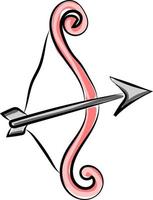 Bow and arrow, illustration, vector on white background.