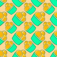 Ice cream, seamless pattern on yellow background. vector