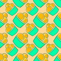 Ice cream, seamless pattern on yellow background. vector