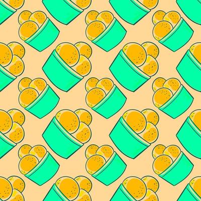 Ice cream, seamless pattern on yellow background.