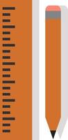 Orange pencil and ruler, illustration, vector on white background.