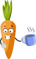 Carrot with coffee, illustration, vector on white background.