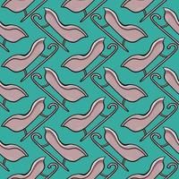 Cute sledge , seamless pattern on a mint green background. vector