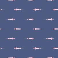 Medical syringe,seamless pattern on dark blue background. vector