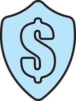 Dollar sign with shield, illustration, vector, on a white background. vector