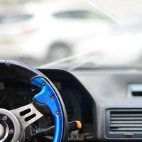 Interior of a car during a traffic accident photo