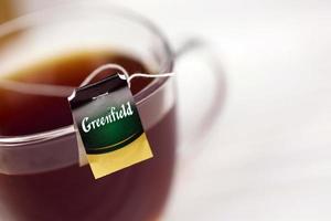KHARKOV, UKRAINE - DECEMBER 8, 2020 Greenfield Spring Melody tea bags. Greenfield manufactured by Orimi Trade and Greenfield Tea ltd. photo