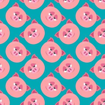 patrón de cerdo, patrón sin costuras sobre fondo azul. vector