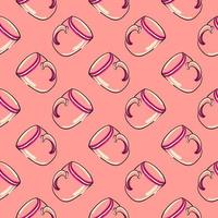 Pink cup, seamless pattern on pink background. vector